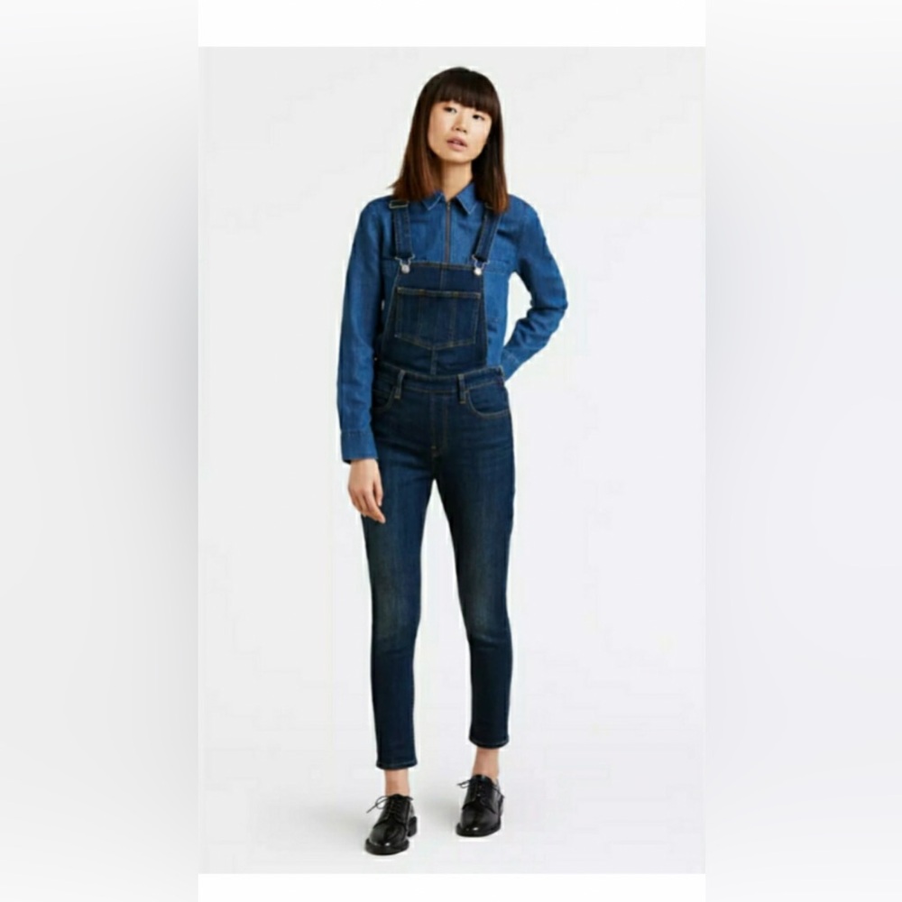 Levi's Dark Blue Denim Skinny Overalls Stretchy Sz 26/(xs)